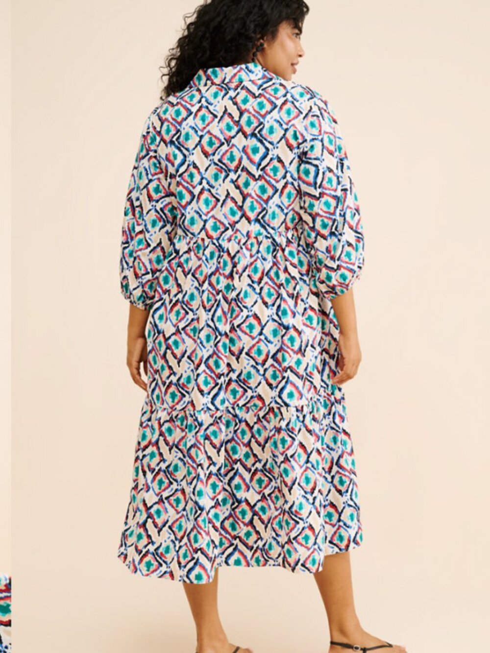 Bettina Tiered Shirt Dress - Maeve / Anthropologie (Plus size, Beige, 1X) - Picture 5 of 6